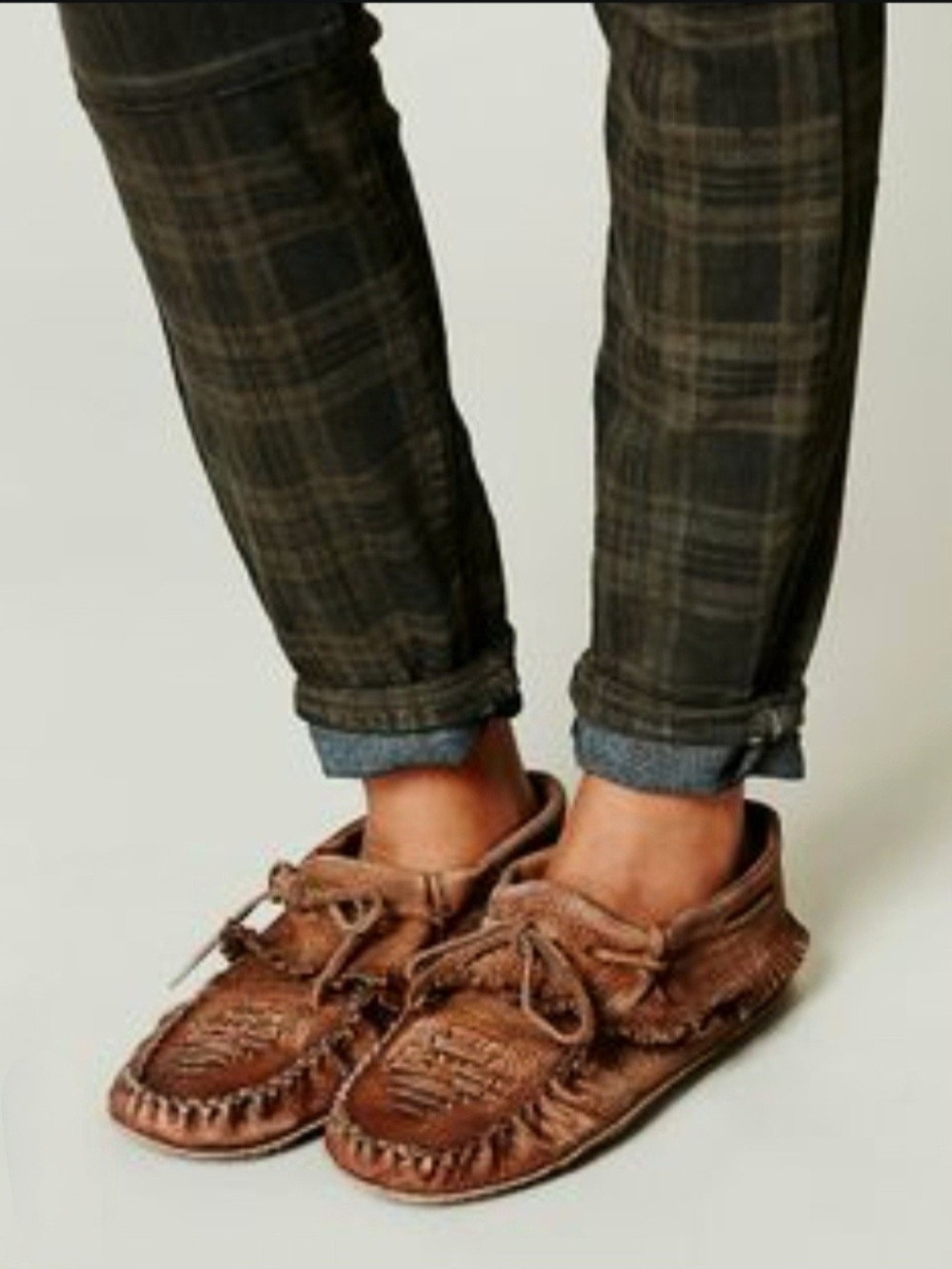 Free People Hopewell Moccasins In Brown Leather Womens Size 7 Boho Festival